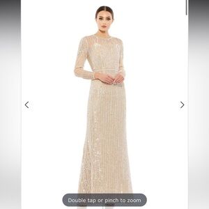 Mac Duggal Sequin Beaded Long Sleeve Evening Dress